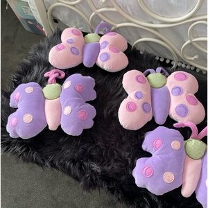 Set of 4 Plush Velour Pink & Purple Butterflies